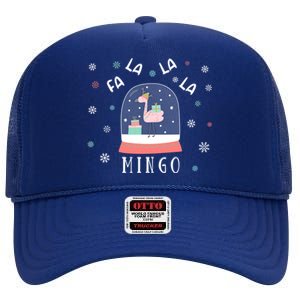 Funny Fa La La Mingo Christmas Falala Snow Flamingo Cute Cute Gift High Crown Mesh Back Trucker Hat