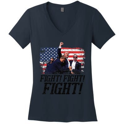 Fight Fist Legend Trump 2024 Survived Shot At Election Rally Women's V-Neck T-Shirt