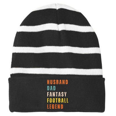 Fantasy Football Legend Gift For Dad Husband Striped Beanie with Solid Band