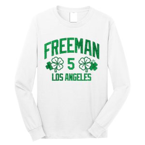 Freddie Free Los Angeles Baseball St PatrickS Clover Funny Gift Long Sleeve Shirt