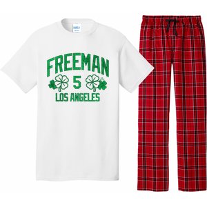 Freddie Free Los Angeles Baseball St PatrickS Clover Funny Gift Pajama Set