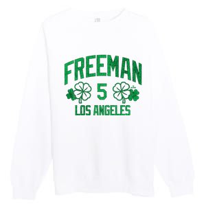 Freddie Free Los Angeles Baseball St PatrickS Clover Funny Gift Premium Crewneck Sweatshirt