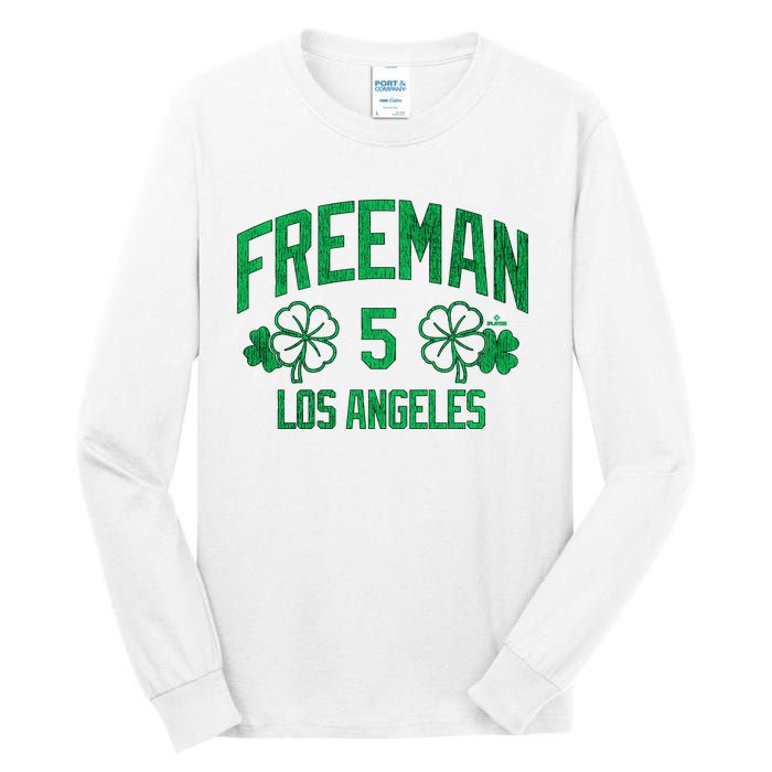 Freddie Free Los Angeles Baseball St PatrickS Clover Funny Gift Tall Long Sleeve T-Shirt