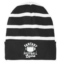 Fantasy Football Legend Sporty Graphic Striped Beanie with Solid Band