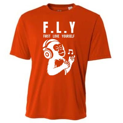 Fly First Love Yourself: Enjoy Music Cute Monkey Gift Cooling Performance Crew T-Shirt