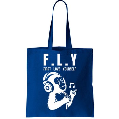 Fly First Love Yourself: Enjoy Music Cute Monkey Gift Tote Bag