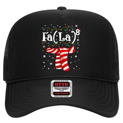 Funny FA (LA)8 Christmas Lights Scarf Fa La Math High Crown Mesh Back Trucker Hat