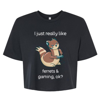 Funny Ferret Lover Gamer I Love Video Gaming Ferret Bella+Canvas Jersey Crop Tee