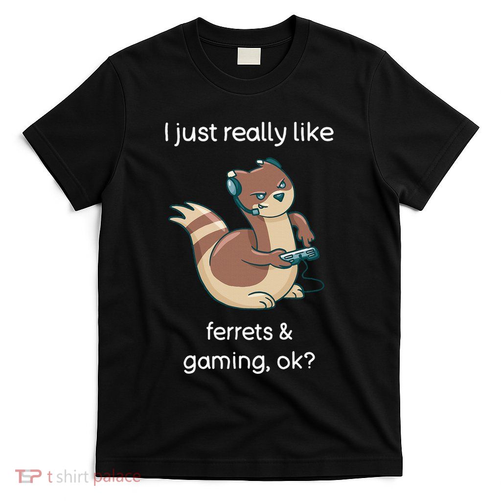 Funny Ferret Lover Gamer I Love Video Gaming Ferret T-Shirt