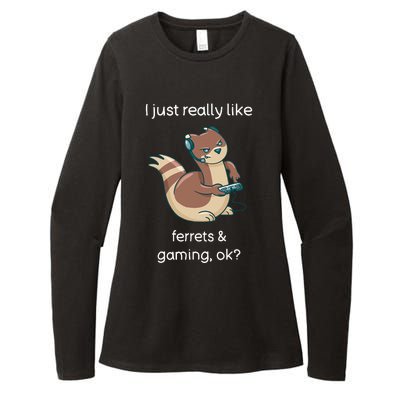 Funny Ferret Lover Gamer I Love Video Gaming Ferret Womens CVC Long Sleeve Shirt