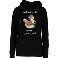 Funny Ferret Lover Gamer I Love Video Gaming Ferret Womens Funnel Neck Pullover Hood