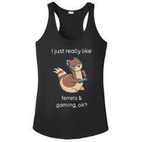 Funny Ferret Lover Gamer I Love Video Gaming Ferret Ladies PosiCharge Competitor Racerback Tank