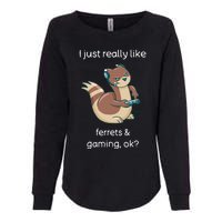 Funny Ferret Lover Gamer I Love Video Gaming Ferret Womens California Wash Sweatshirt