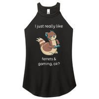 Funny Ferret Lover Gamer I Love Video Gaming Ferret Women's Perfect Tri Rocker Tank