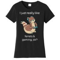 Funny Ferret Lover Gamer I Love Video Gaming Ferret Women's T-Shirt