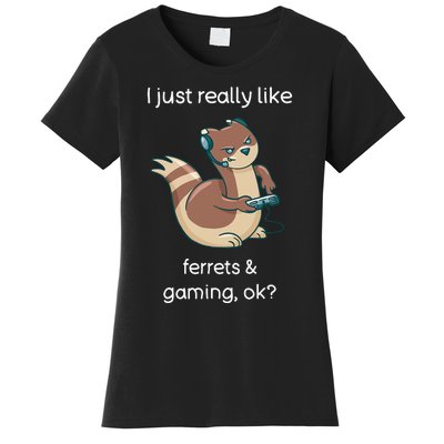 Funny Ferret Lover Gamer I Love Video Gaming Ferret Women's T-Shirt