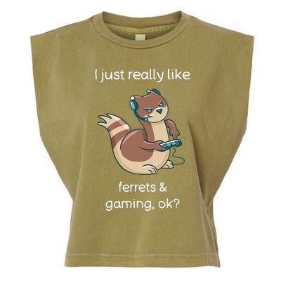 Funny Ferret Lover Gamer I Love Video Gaming Ferret Garment-Dyed Women's Muscle Tee