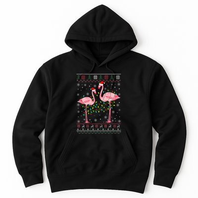 Funny Flamingo Lights Tangled Ugly Sweater Christmas Animals Hoodie