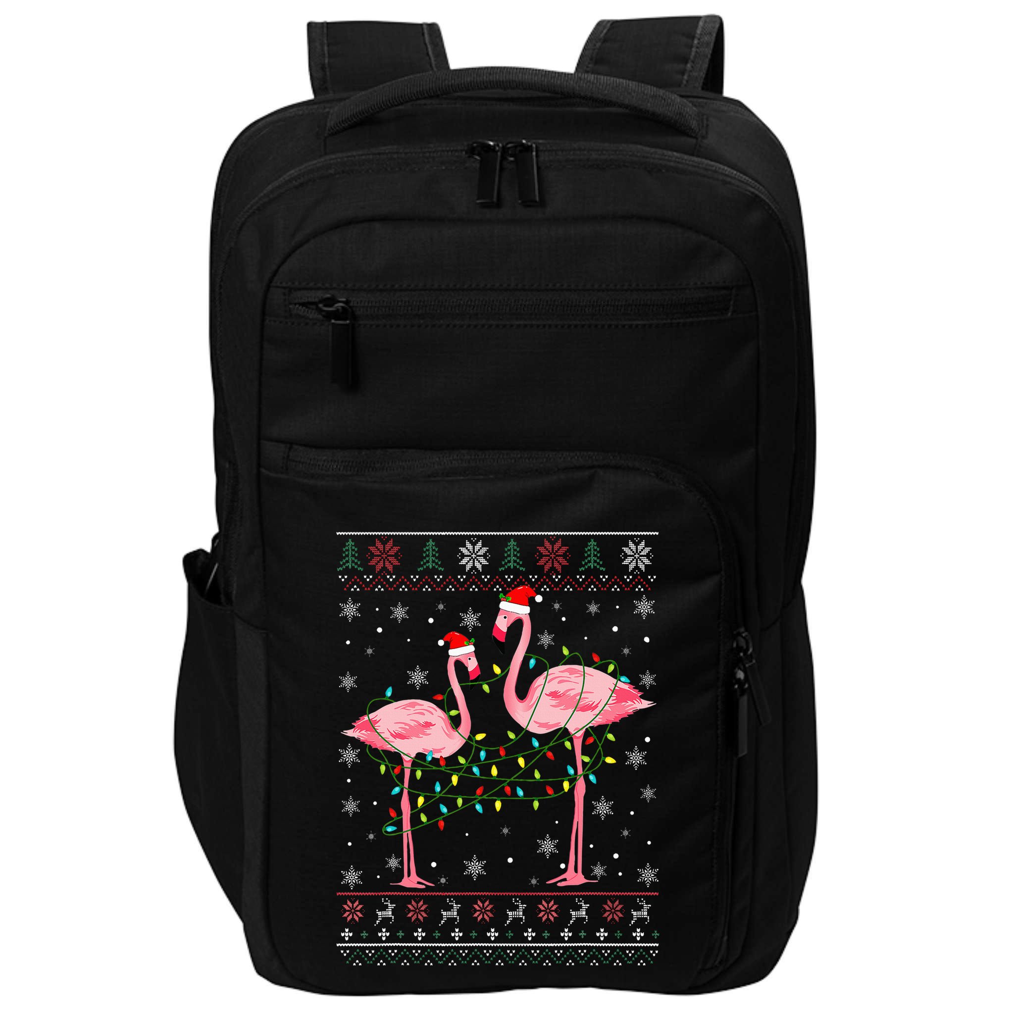 Funny Flamingo Lights Tangled Ugly Sweater Christmas Animals Impact Tech Backpack
