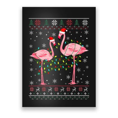 Funny Flamingo Lights Tangled Ugly Sweater Christmas Animals Poster