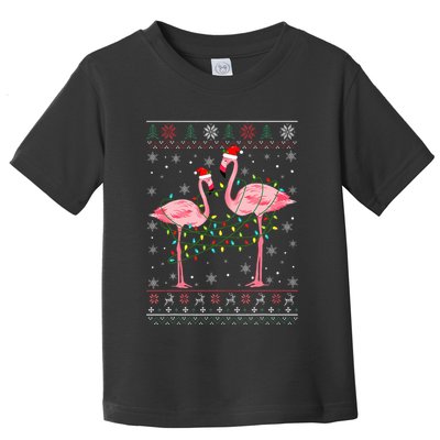 Funny Flamingo Lights Tangled Ugly Sweater Christmas Animals Toddler T-Shirt