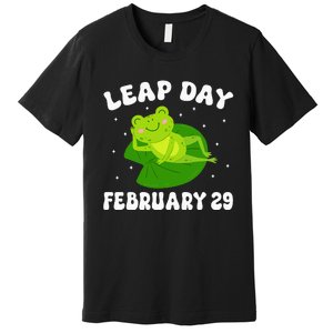 Funny Frog Leap Day February 29 Birthday Feb 29 Leap Year Premium T-Shirt