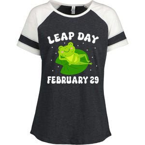 Funny Frog Leap Day February 29 Birthday Feb 29 Leap Year Enza Ladies Jersey Colorblock Tee