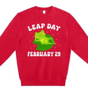 Funny Frog Leap Day February 29 Birthday Feb 29 Leap Year Premium Crewneck Sweatshirt