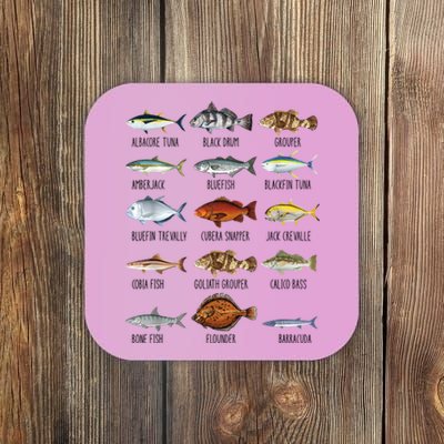 Funny Fishing Lover Types Of Saltwater Fish Species Biology Coaster