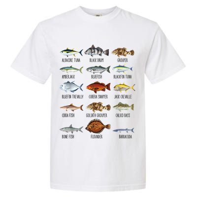 Funny Fishing Lover Types Of Saltwater Fish Species Biology Garment-Dyed Heavyweight T-Shirt