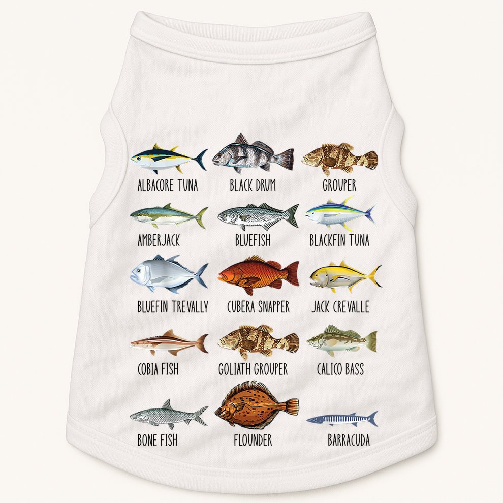 Funny Fishing Lover Types Of Saltwater Fish Species Biology Doggie Tank