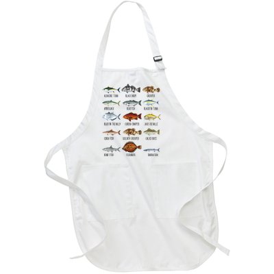 Funny Fishing Lover Types Of Saltwater Fish Species Biology Full-Length Apron With Pockets