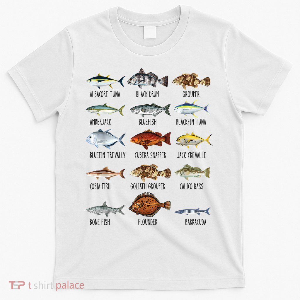 Funny Fishing Lover Types Of Saltwater Fish Species Biology T-Shirt