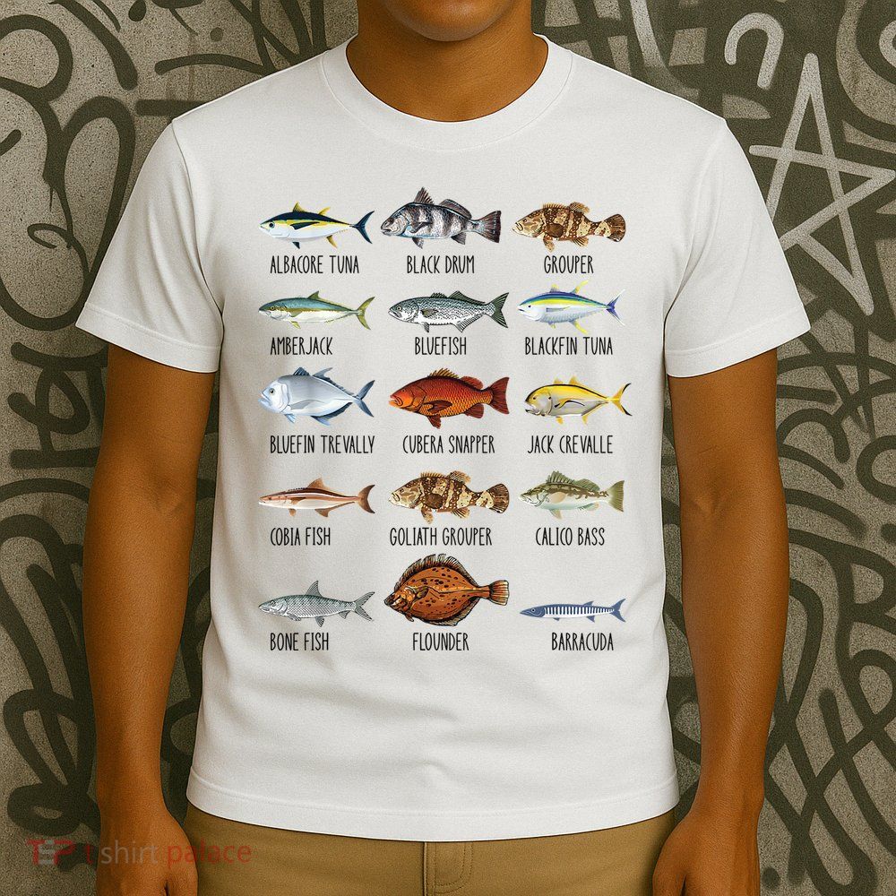 Funny Fishing Lover Types Of Saltwater Fish Species Biology T-Shirt
