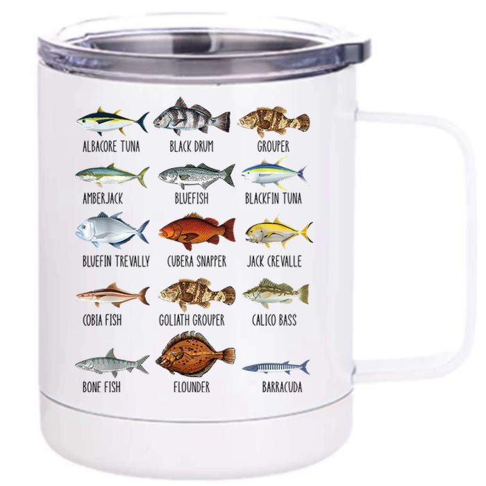 Funny Fishing Lover Types Of Saltwater Fish Species Biology 12 oz Stainless Steel Tumbler Cup