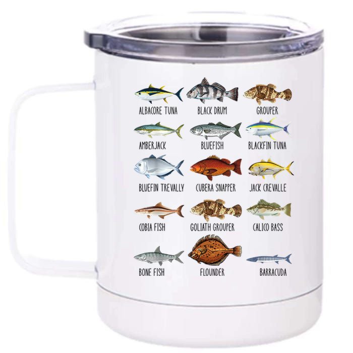 Funny Fishing Lover Types Of Saltwater Fish Species Biology 12 oz Stainless Steel Tumbler Cup