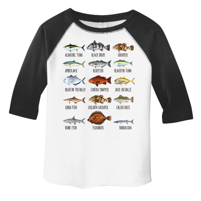 Funny Fishing Lover Types Of Saltwater Fish Species Biology Toddler Fine Jersey T-Shirt