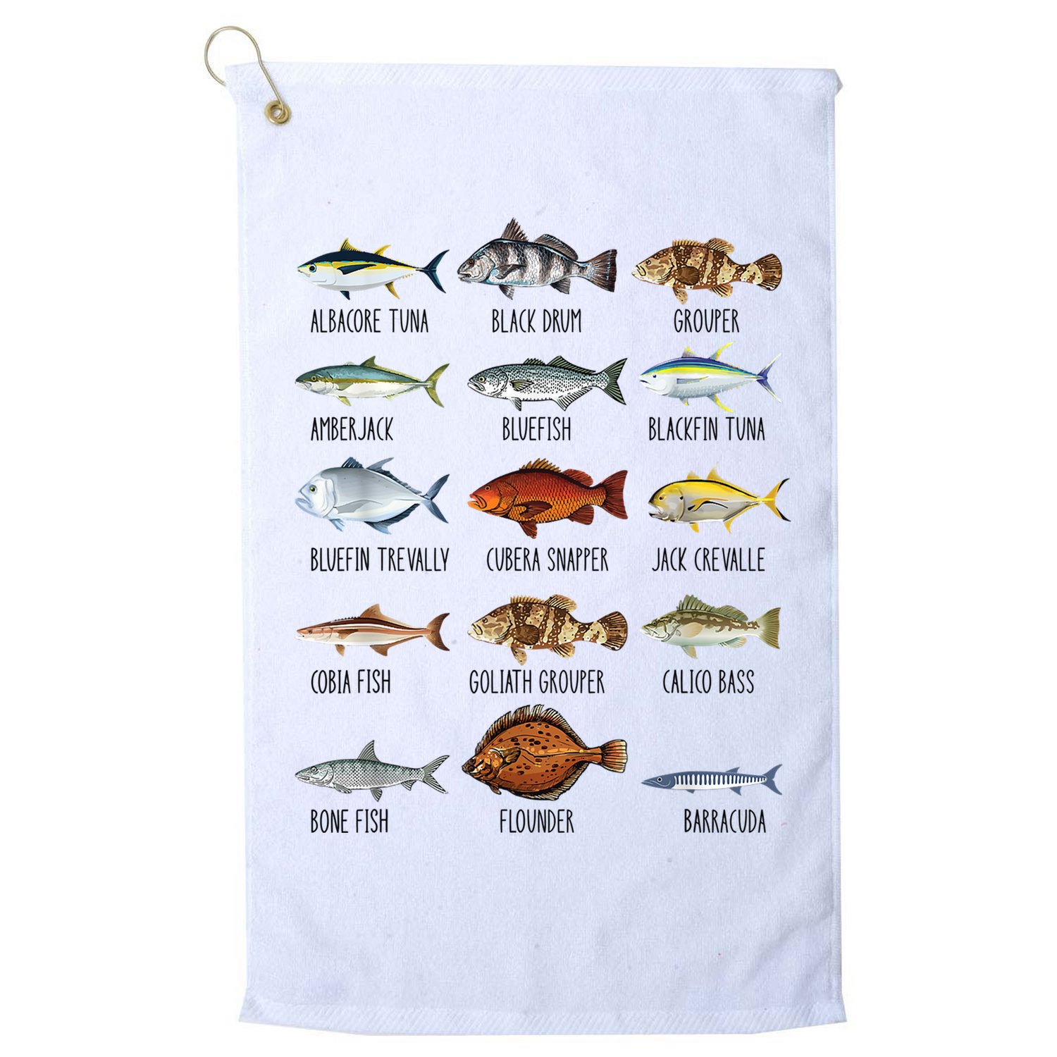 Funny Fishing Lover Types Of Saltwater Fish Species Biology Golf Towel