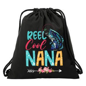 Funny Fishing Lover Happy Mothers Day Matching Proud Nana Drawstring Bag