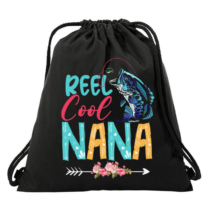 Funny Fishing Lover Happy Mothers Day Matching Proud Nana Drawstring Bag