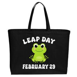 Funny Frog Leap Day February 29 Birthday Feb 29 Leap Year Cotton Canvas Jumbo Tote