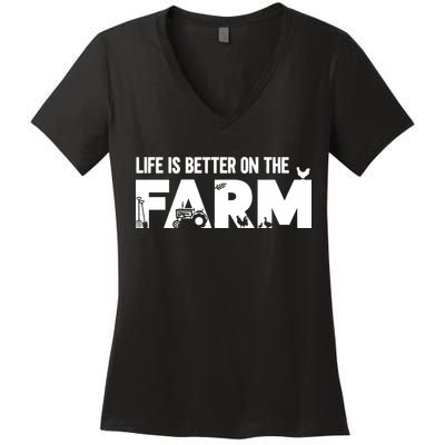 Farm Farmer Life Is Better On The Farm Women's V-Neck T-Shirt