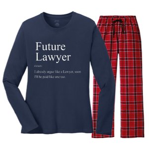 Funny Future Lawyer Gift For Law School Graduate Attorney Women's Long Sleeve Flannel Pajama Set 