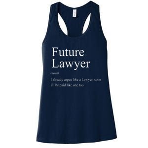 Funny Future Lawyer Gift For Law School Graduate Attorney Women's Racerback Tank