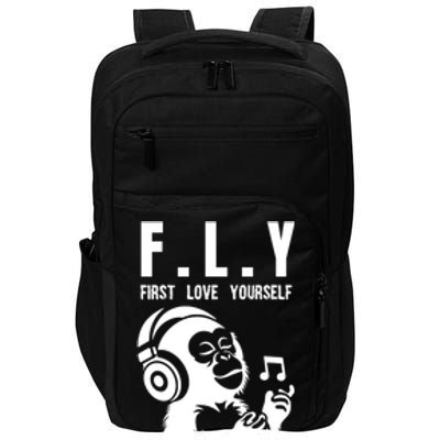 Fly First Love Yourself: Enjoy Music Cute Monkey Cute Gift Impact Tech Backpack