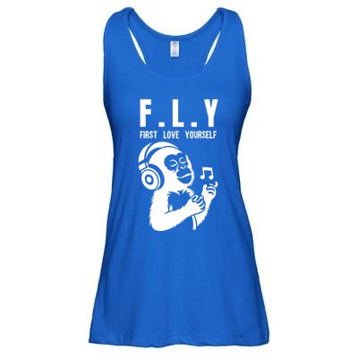 Fly First Love Yourself: Enjoy Music Cute Monkey Cute Gift Ladies Essential Flowy Tank