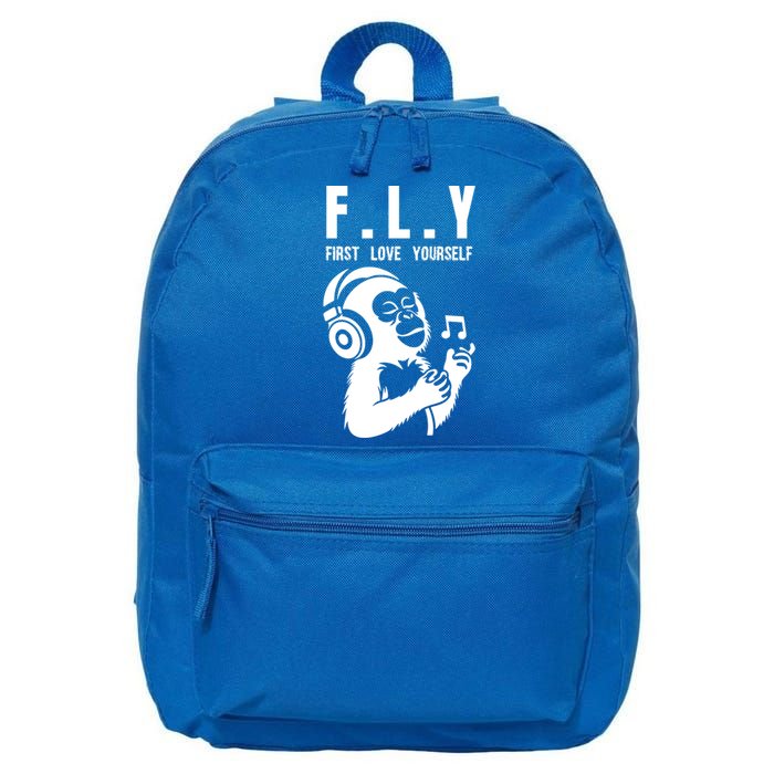 Fly First Love Yourself: Enjoy Music Cute Monkey Cute Gift 16 in Basic Backpack