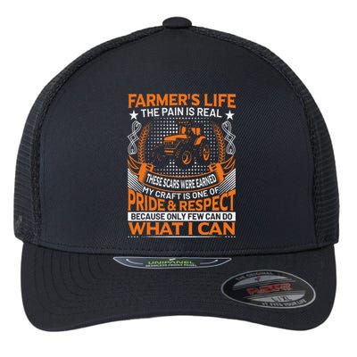 Funny Farmer’s Life Tractors Planting Crops Flexfit Unipanel Trucker Cap