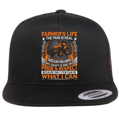 Funny Farmer’s Life Tractors Planting Crops Flat Bill Trucker Hat