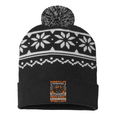 Funny Farmer’s Life Tractors Planting Crops USA-Made Snowflake Beanie